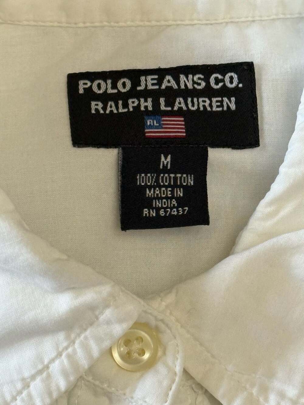 Polo Jeans Co. Ralph Lauren Women's White Cotton Pleated Front Button Down Shirt - Picture 4 of 6